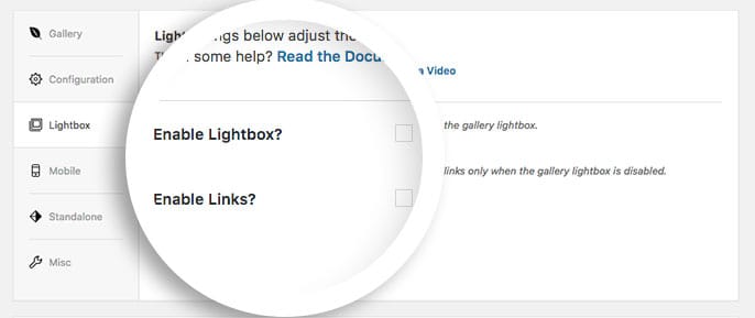 On the Lightbox Tab, uncheck the option to Enable Lightbox?