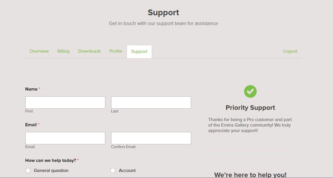 Envira Support Page