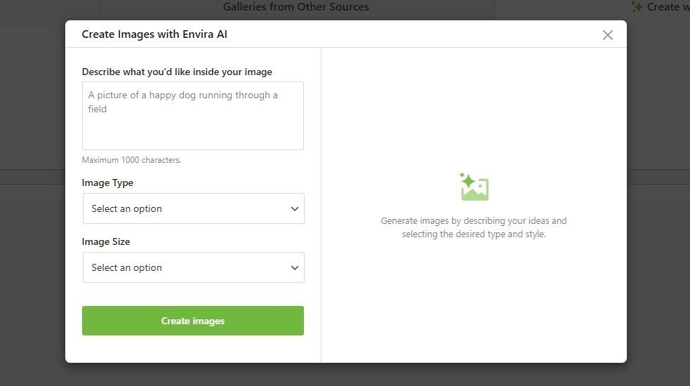 AI image creation form