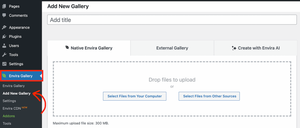 Add a new Envira Gallery