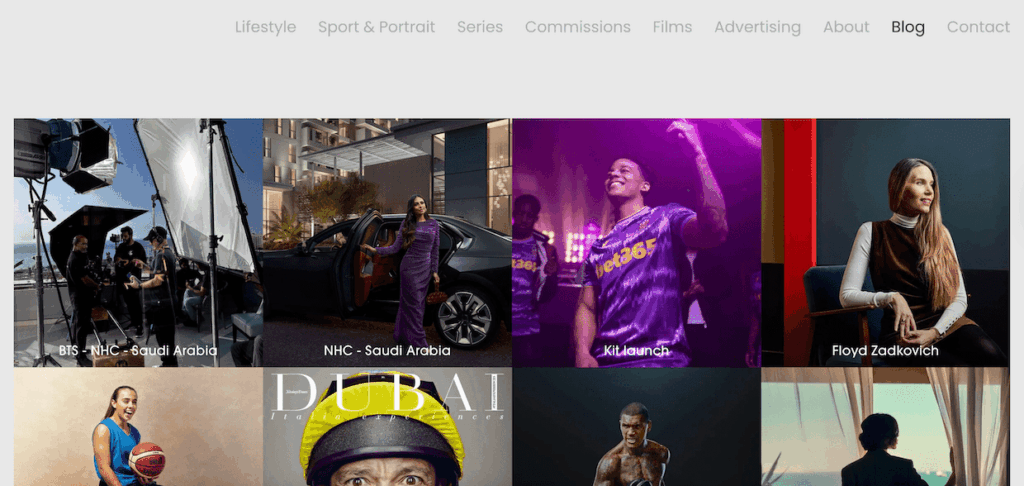 Example of a photo blog feed with grid