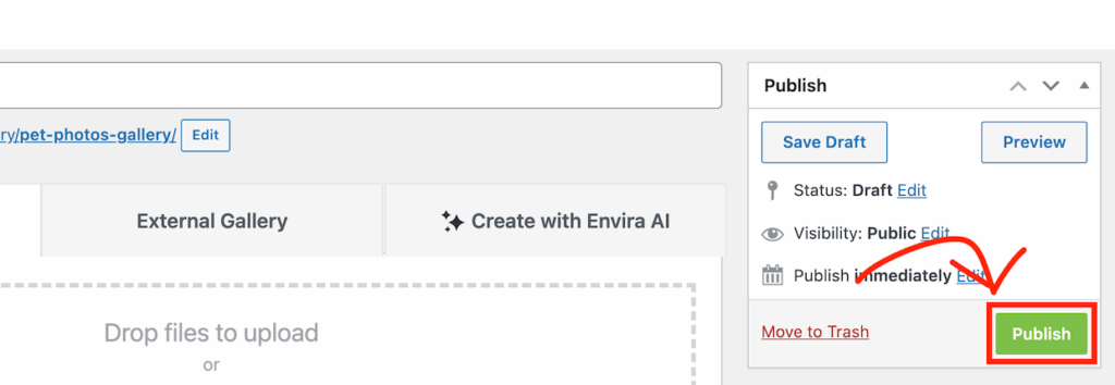 Publishing an Envira Gallery