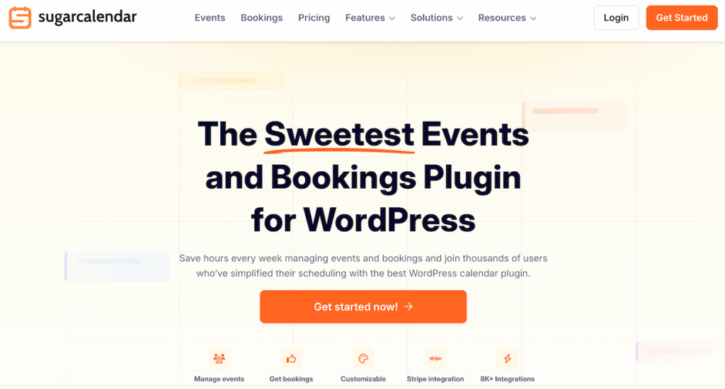 Sugar Calendar homepage