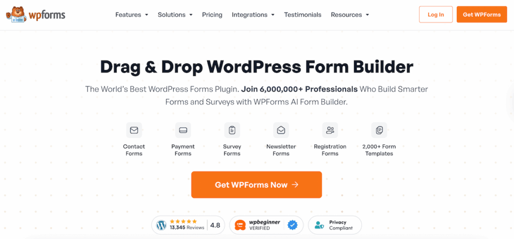 WPForms homepage